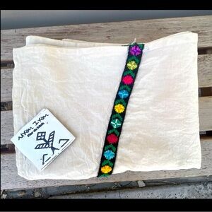 Made in Mexico Hand Embroidered Ribbon Detail Table Runner NWT